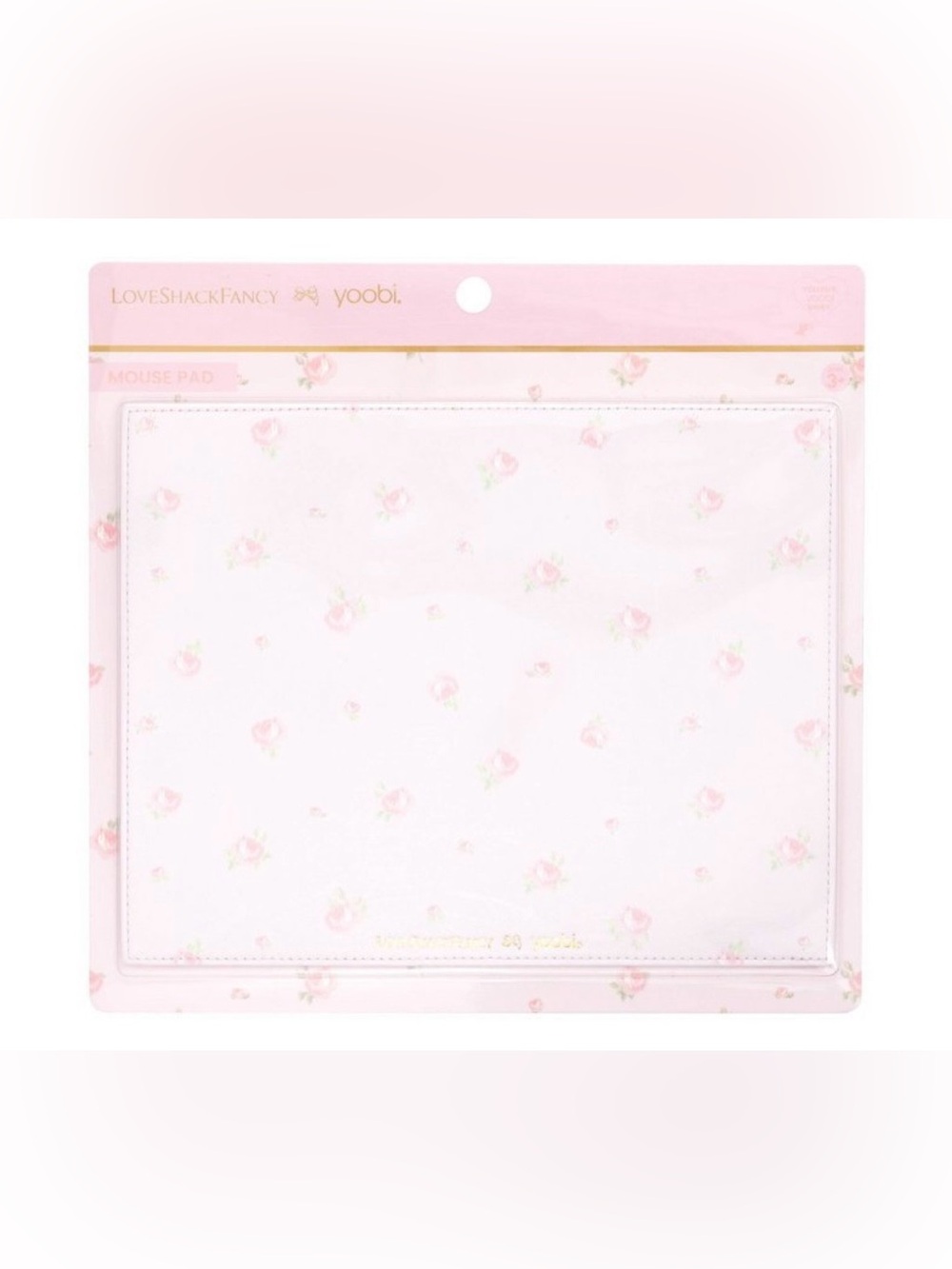 LoveShackFancy Pink Floral Mouse Pad with Rose Print